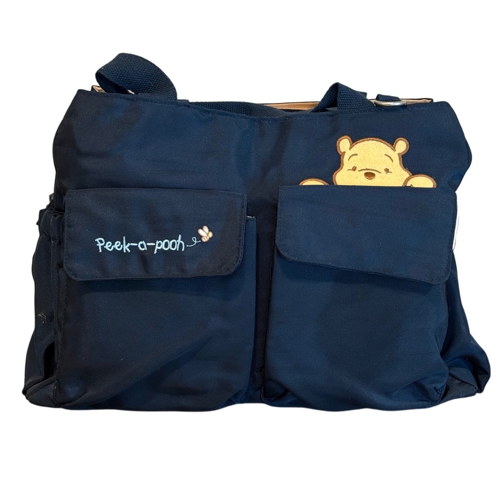 Vintage Disney Winnie the Pooh Diaper Bag Unisex Navy Blue Peek-a-Pooh Tote Bag